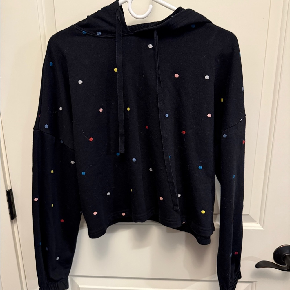 The Impeccable Pig Black Polka Dot Cropped Sweatshirt with Ribbed Cuffs